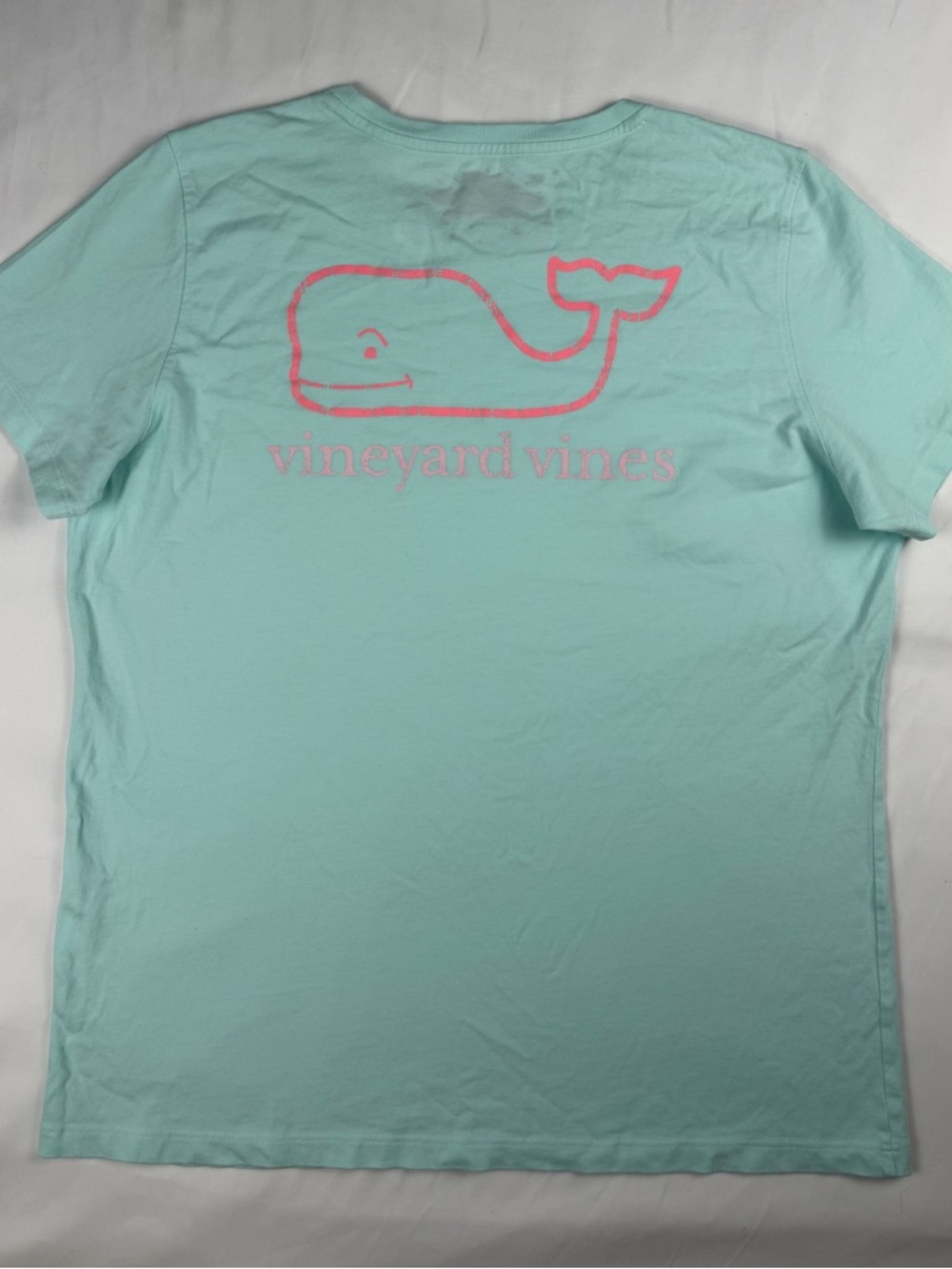 Vineyard Vines Mint T‑Shirt with Pink Whale Logo